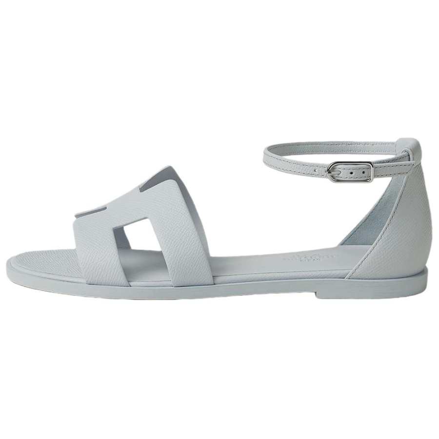 HERMES HERMES Santorini Leather One Strap Sandals Women's Blue