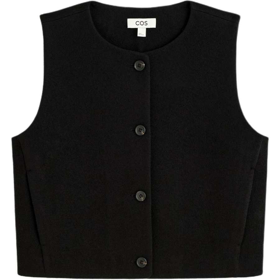 COS Vests Women's Black Crew Neck Moderate Business Suit