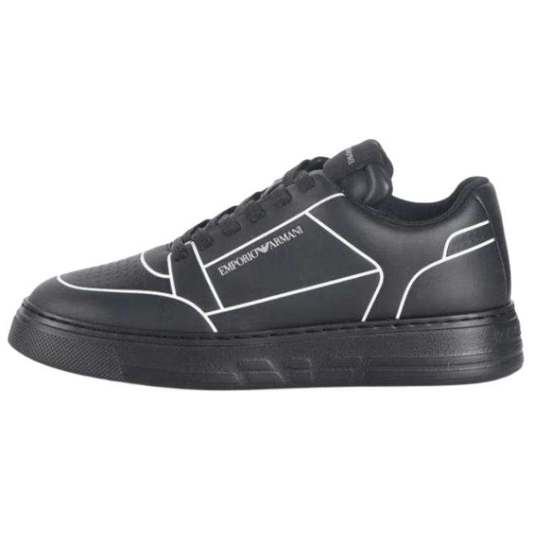 EMPORIO ARMANI Cow Split Leather Low top Skateboard Shoes Men's Black
