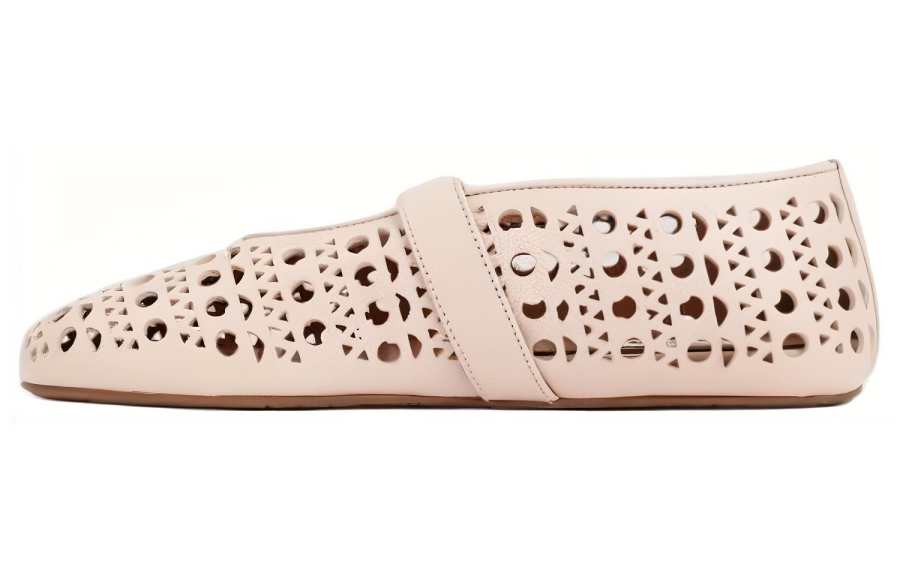 Alaia Leather Casual Shoes Women's Beige