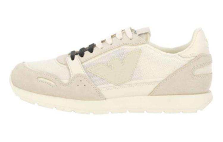 EMPORIO ARMANI Leather Low top Casual Shoes Men's White Gray