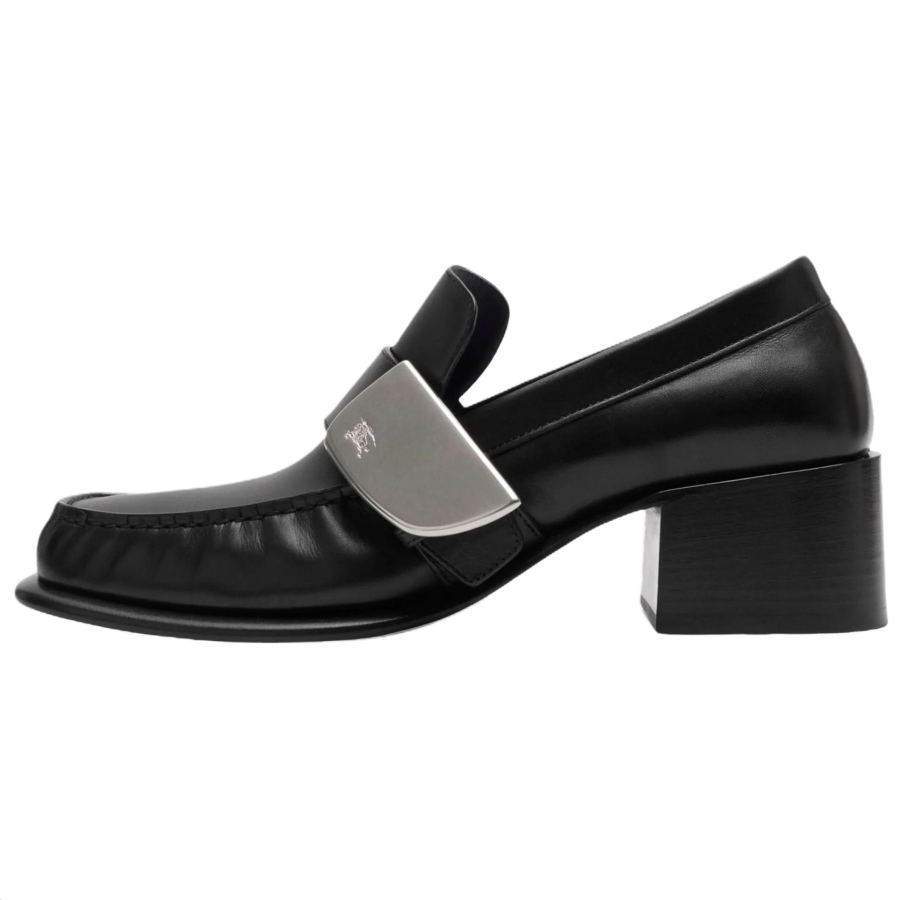 Burberry Shield Leather Loafers 5CM Women's Black