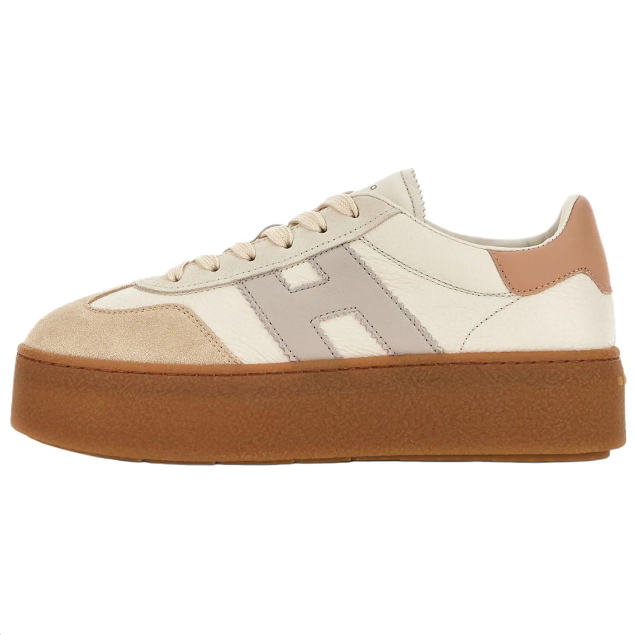 HOGAN Cool Leather, Suede Low top Skateboard Shoes Women's Beige