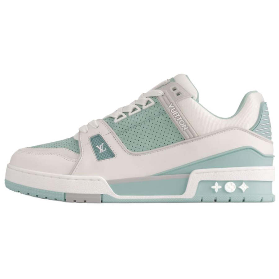 LOUIS VUITTON Trainer Cow Leather Low top Skateboard Shoes Women's White Green