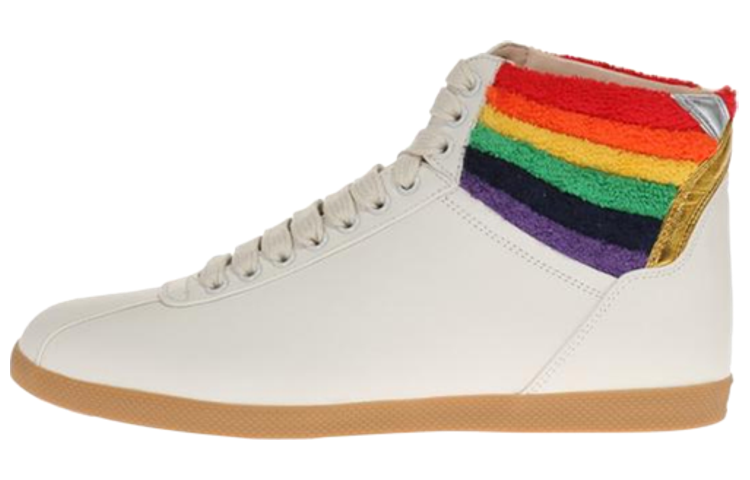 GUCCI Leather High top Stylish Skateboarding Shoes Men's White