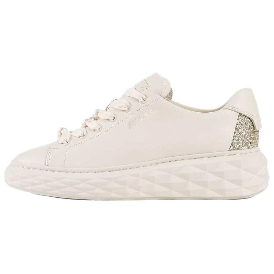 Jimmy Choo Diamond Light Maxi F Leather Low top Casual Shoes Women's Latte
