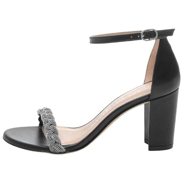 Stuart Weitzman Stuart Weitzman/SW Leather One Strap Sandals 8cm Women's Matte Black
