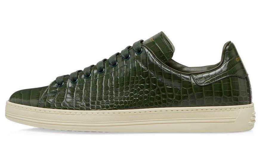 TOM FORD Leather Minimalist Fashion Low top Skateboard Shoes Men's Green