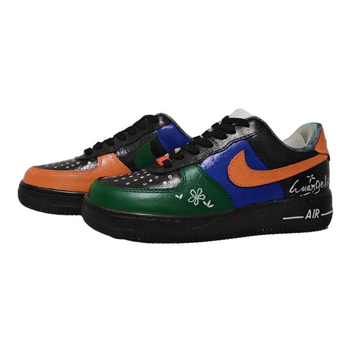 Nike Nike Air Force 1 Good Luck Arrives Cow Leather Hand Drawn Graffiti Low top Skateboard Shoes Men's Multicolor