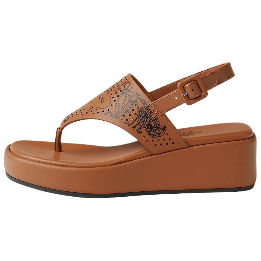 HERMES HERMES Karima One Strap Sandals 4.5cm Women's Brown