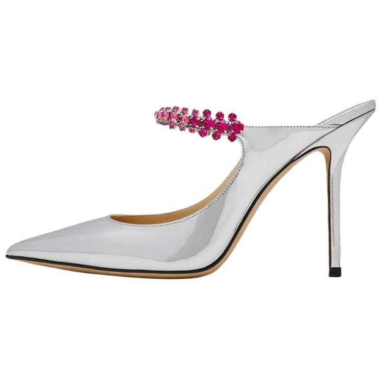 Jimmy Choo Bing No Special Function Closed Toe Slippers Women's Silver