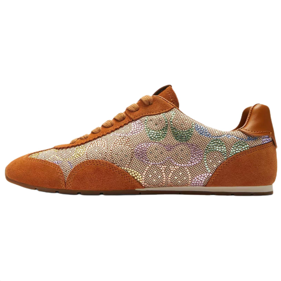 COACH Signature Leather, Suede Low top Casual Shoes Women's Orange
