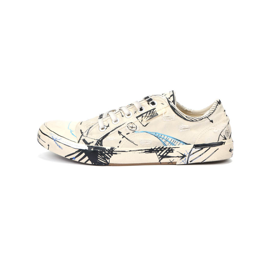 Balenciaga PARIS Sketch Low top Canvas Shoes Men's Light Beige