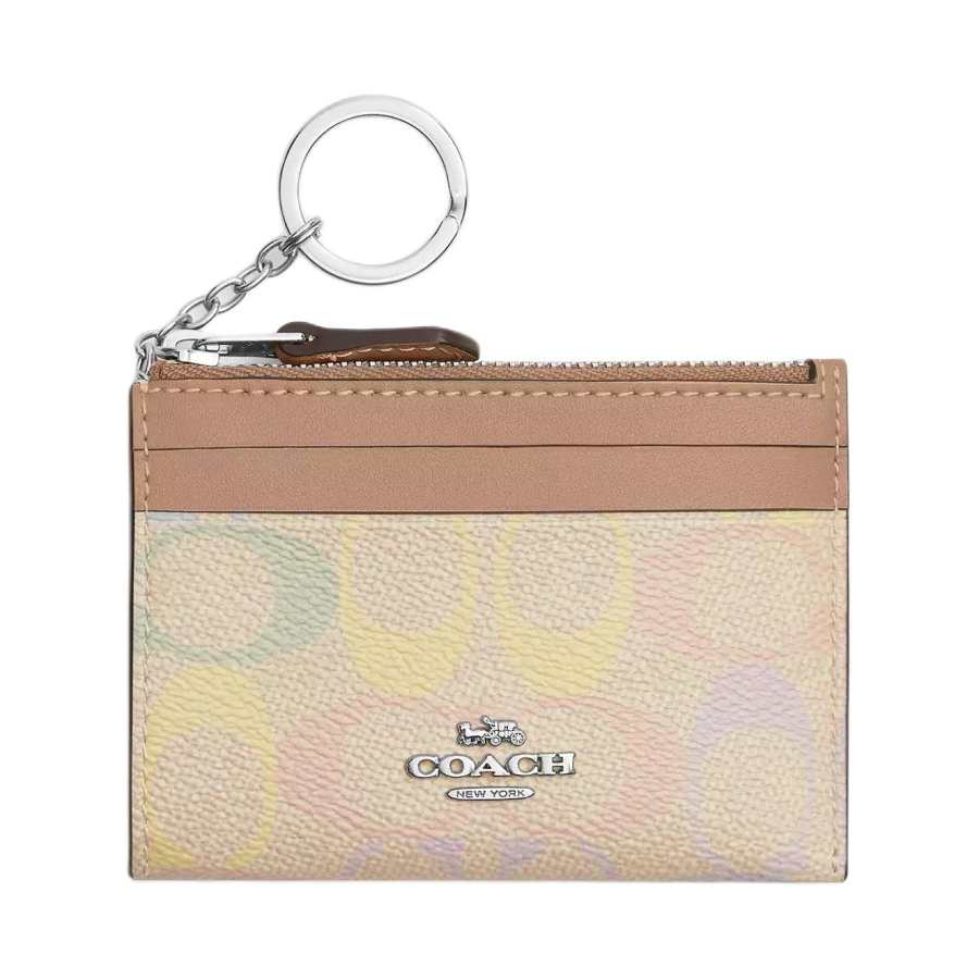 COACH Skinny Id Case Signature Coated Canvas Artificial Leather Card Holder Mini Women's Multicolor