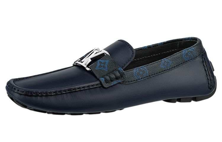 LOUIS VUITTON Lv Monte Carlo Moccasin Shoes 'Navy With Monogram Collar'