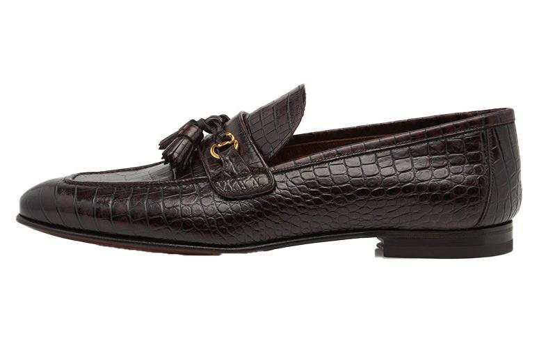 TOM FORD Sean Crocodile Leather Men's Casual Shoes Men's Dark Brown