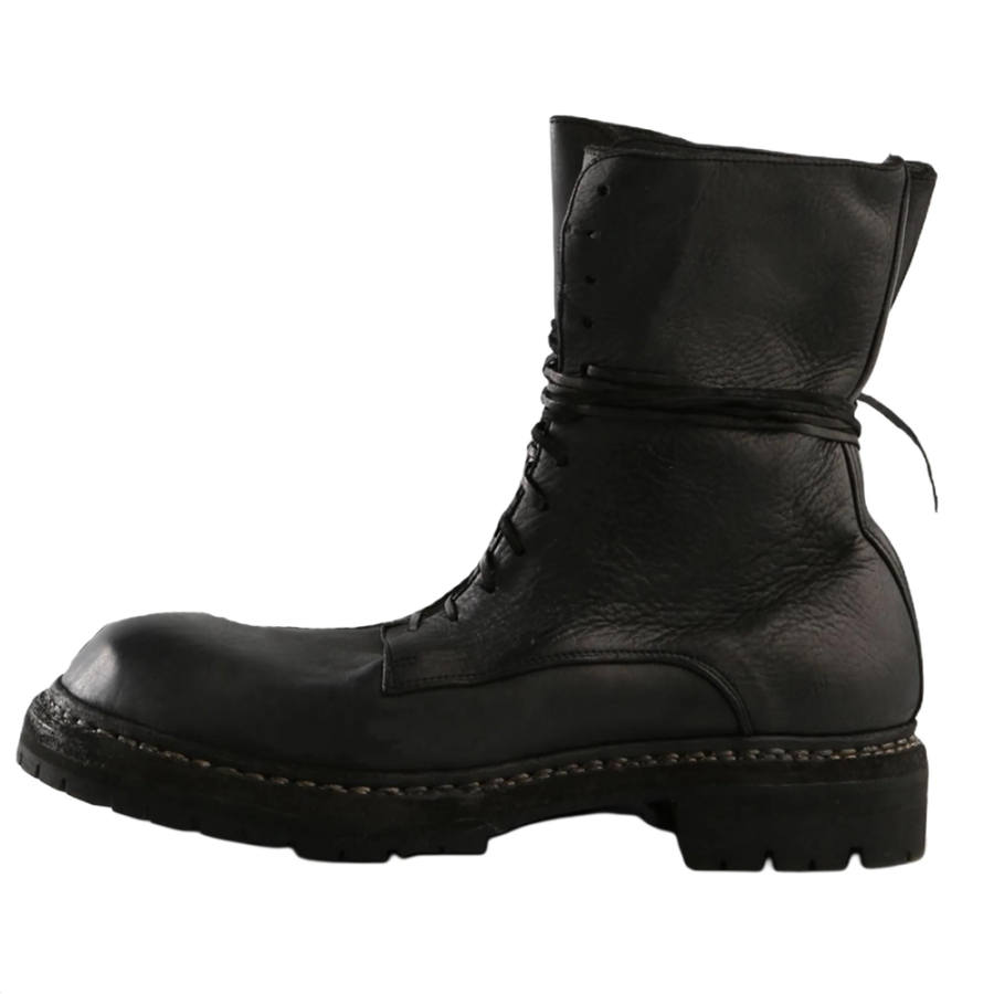 GUIDI Big Daddy Calfskin Ankle Boots Men's Black