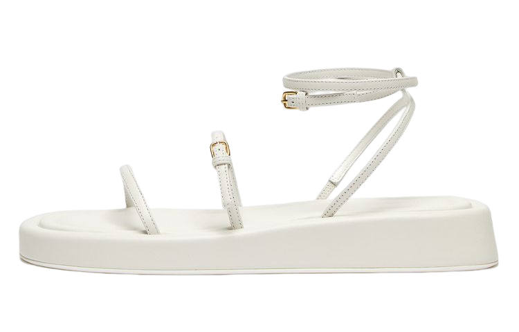 MaxMara Leather One Strap Sandals Women's White