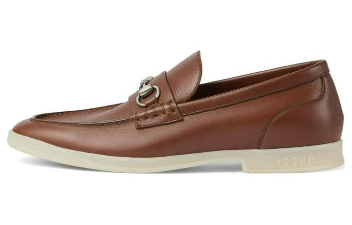 GUCCI GUCCI Horsebit Leather Loafers Men's Brown