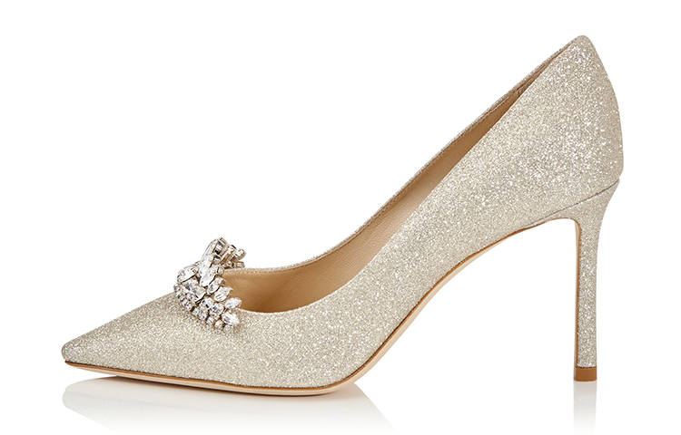 Jimmy Choo Romy Leather Slim Heel High Heels 8.5cm Women's Ice White Gold