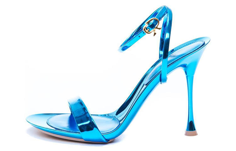 GIANVITO ROSSI Leather Metal Buckle Fashion Sandal Women's Blue