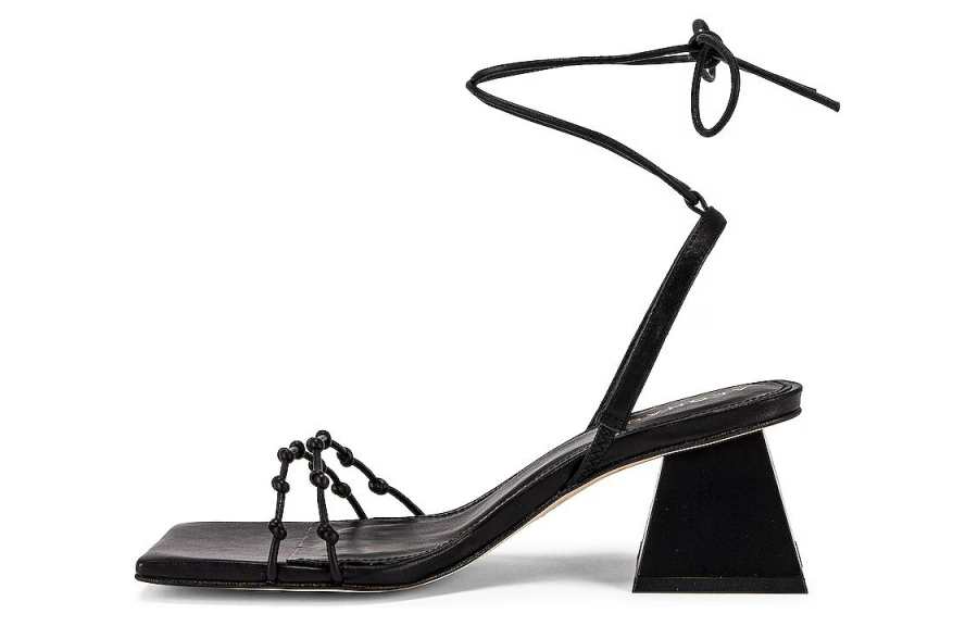 ALOHAS Leather Minimalist Fashion One Strap Sandals 5.5cm Women's Black