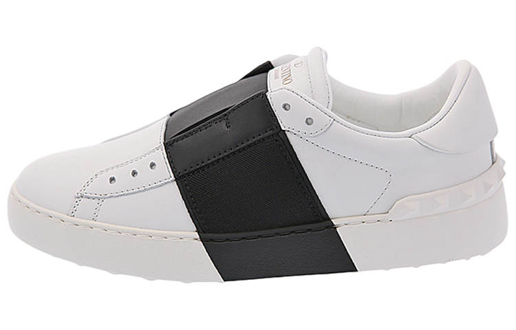 Valentino Leather Low top Stylish Skateboarding Shoes Women's White Black