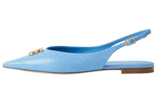 Burberry Leather Flat Shoes Women's Blue