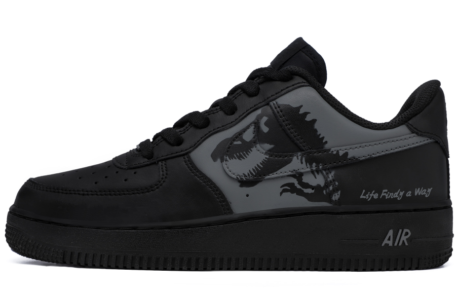 Nike Nike Air Force 1 07 Height Increasing Abrasion Resistant Low top Skateboard Shoes Men's Black Gray