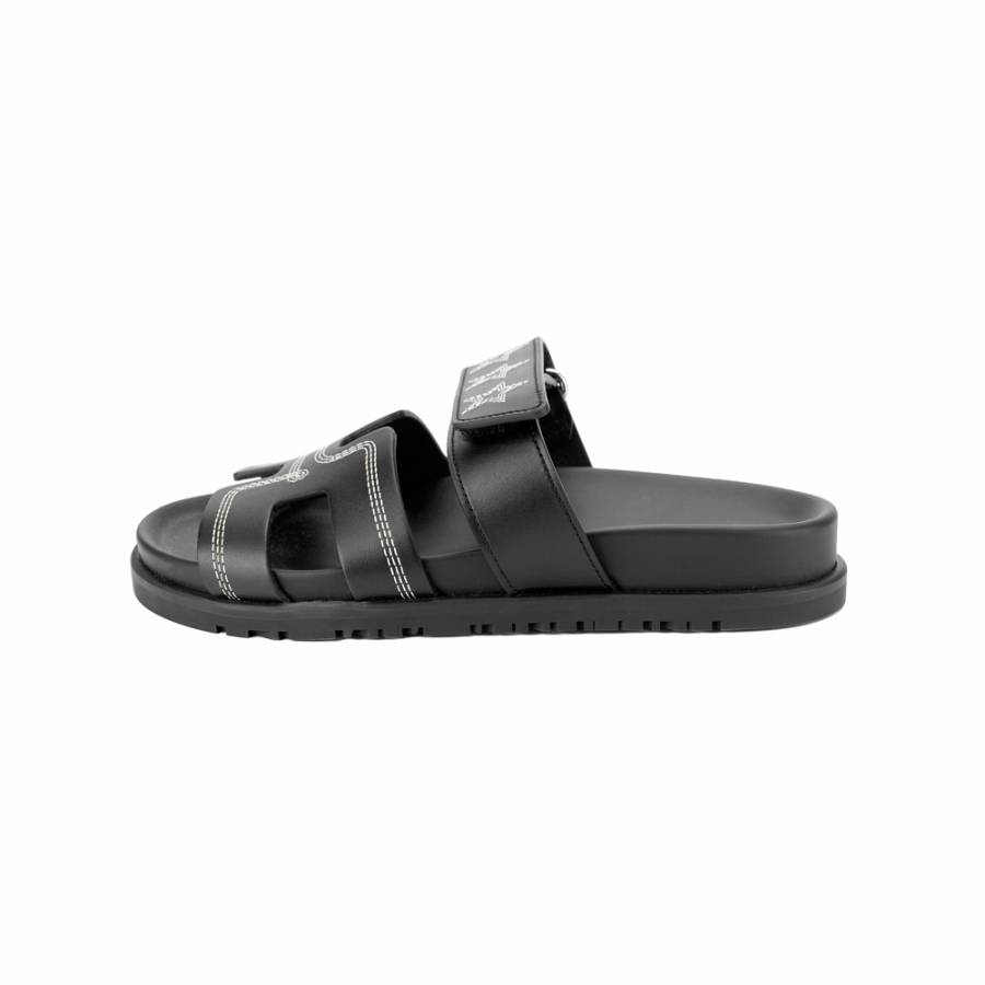 HERMES Chypre Rubber Sole Slip Resistant Slide Slippers Women's Black