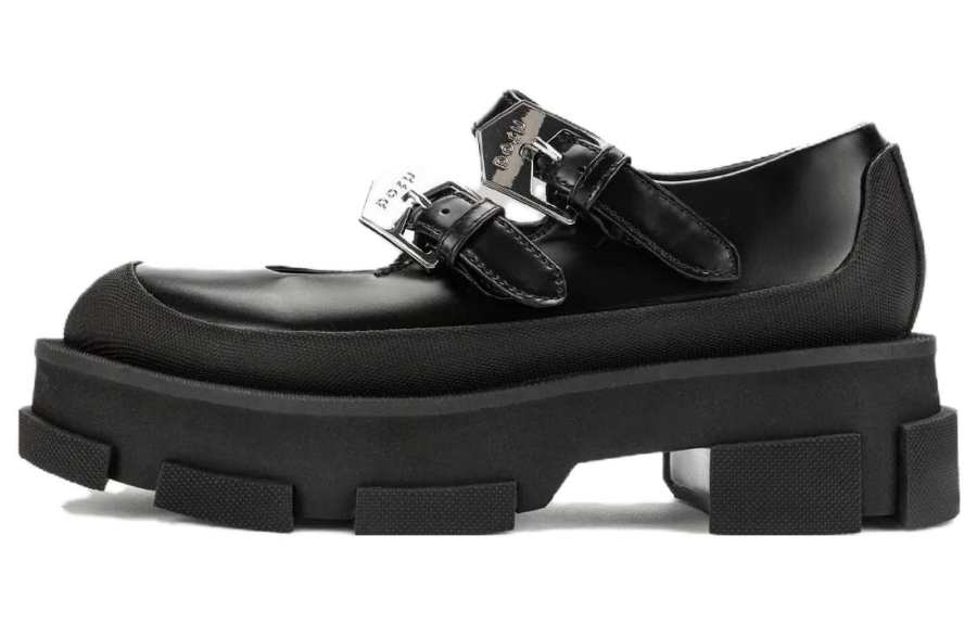 Both Both Gao Platform Leather Chunky Heel Mary Jane Shoes Women's Black