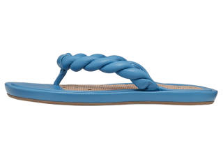 RED VALENTINO Woven Leather Patchwork Flip Flops Women's Blue