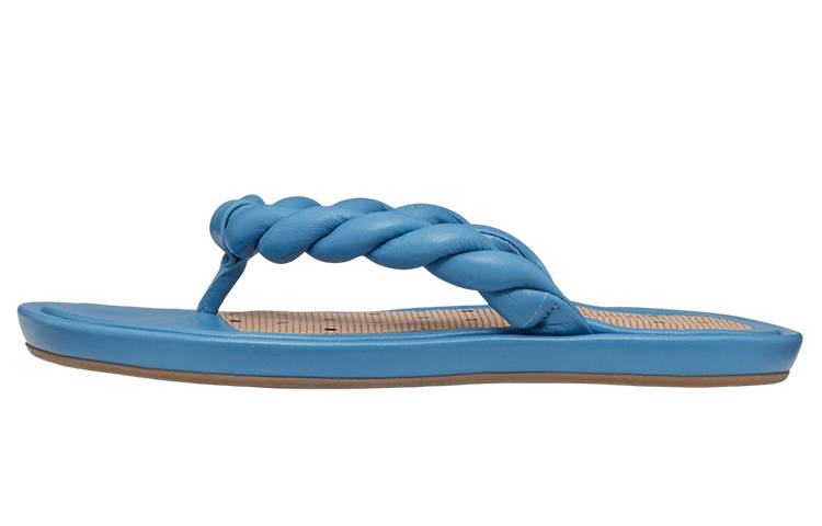 RED VALENTINO Woven Leather Patchwork Flip Flops Women's Blue
