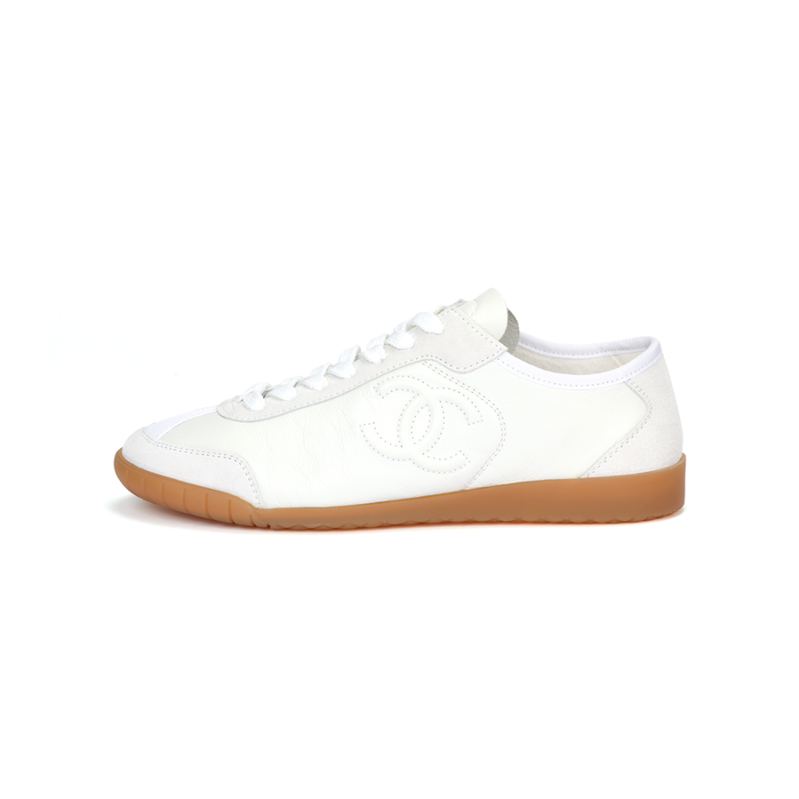 CHANEL 24B Low top German Army Trainers Casual Shoes Women's White