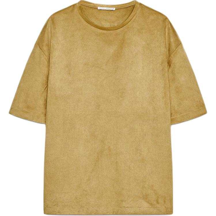 ZARA T Shirts Women's Chestnut Crew Neck Moderate