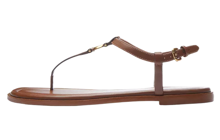 COACH COACH Jessica Leather One Strap Sandals Women's Brown