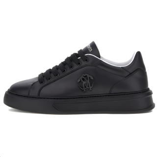 Roberto Cavalli Cow Leather Low top Skateboard Shoes Men's Black