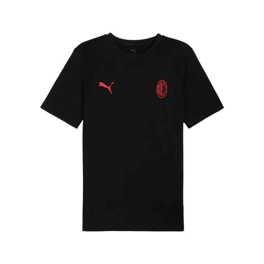 PUMA T Shirts Men's PUMA Black Timeless Red Crew Neck Moderate