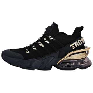 PLEIN SPORT Fabric Low top Casual Shoes Unisex Black Gold