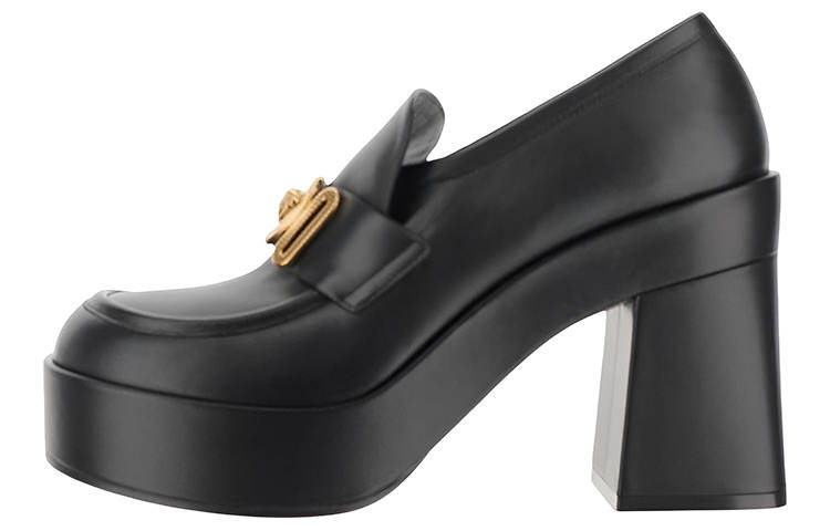 VERSACE VERSACE Medusa Biggie 75mm Platform Loafers Black Leather