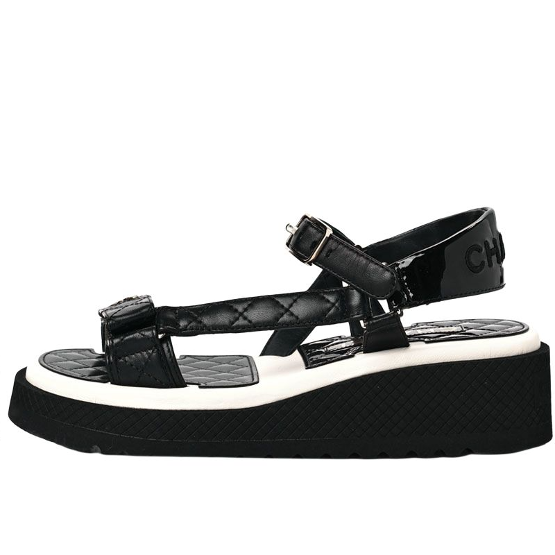 CHANEL CHANEL One Strap Sandals 5CM Women's Black