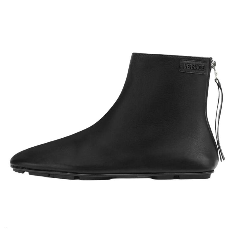 VERSACE VERSACE Villa Cow Leather Ankle Boots Men's Black