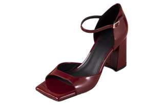 ALOHAS Leather One Strap Sandals 7.5cm Women's Red