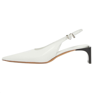 MaxMara Patent Leather Pointed Toe Chunky Heel High Heels 4.5cm Women's White