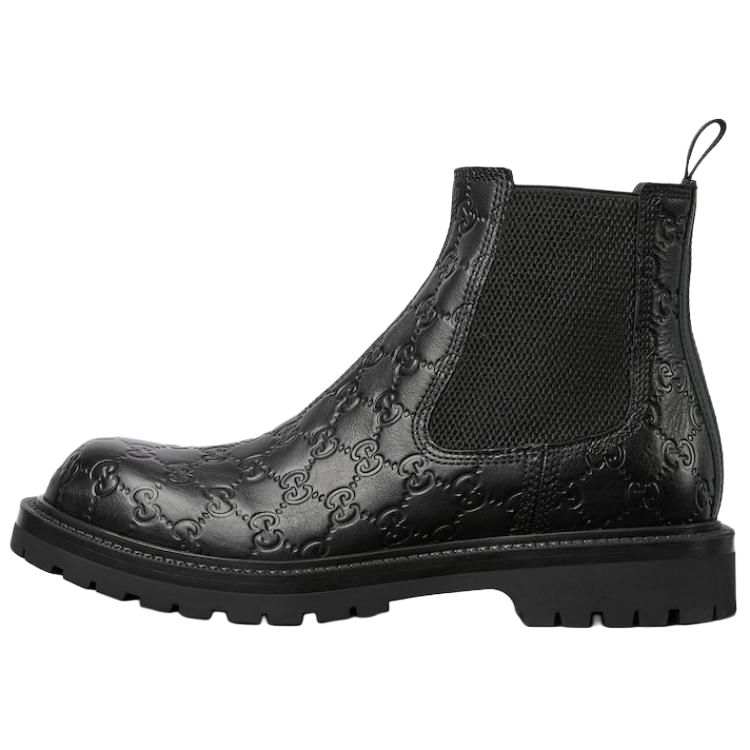 GUCCI Leather Short Chelsea Boots Men's Black