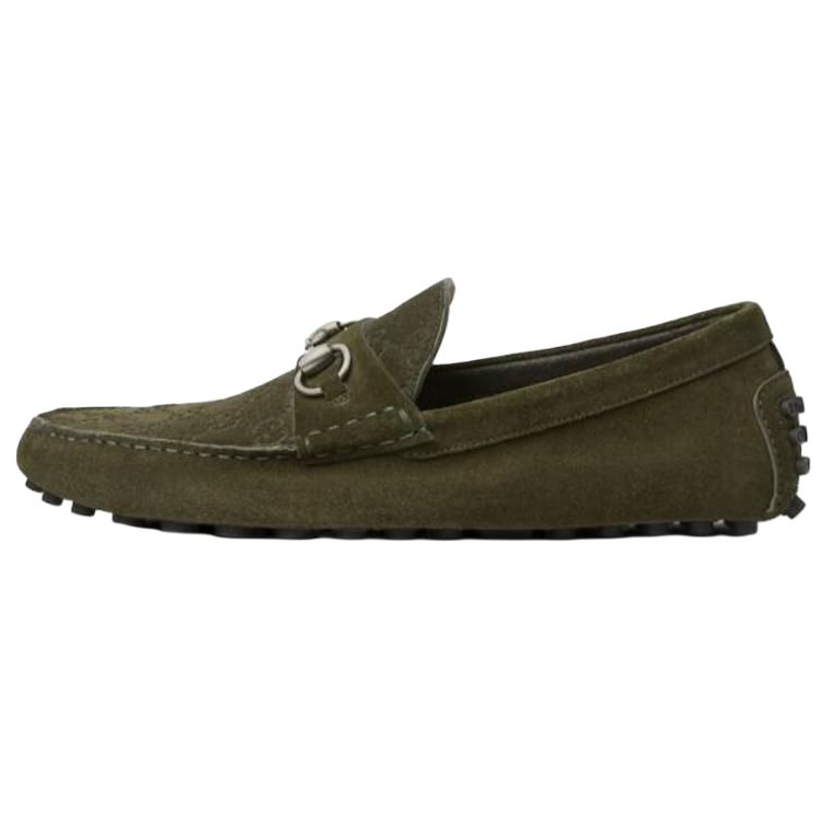 GUCCI Horsebit Suede Loafers Men's Green