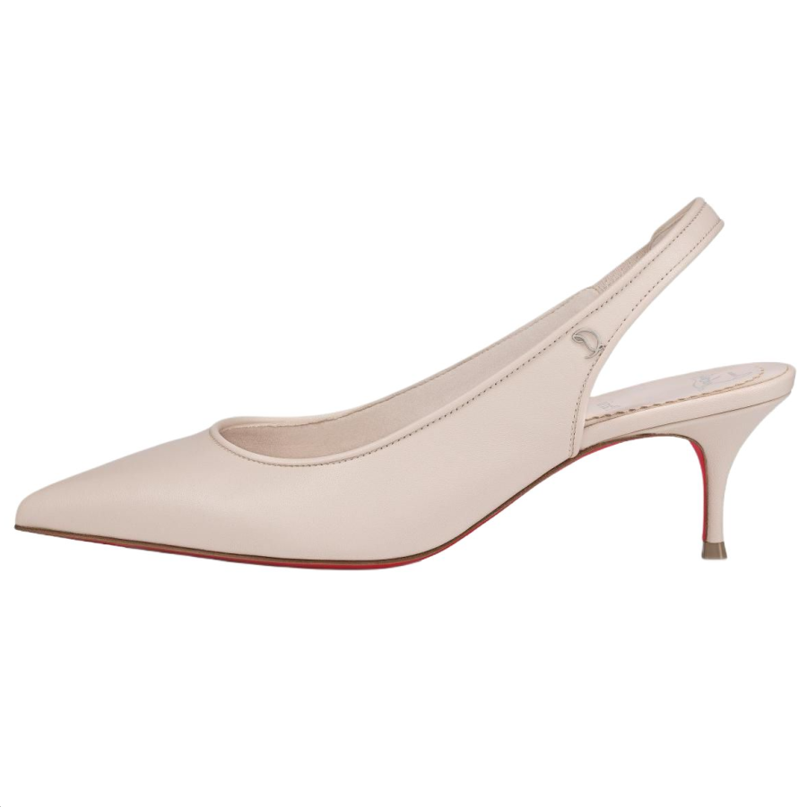 Christian Louboutin CL LUBOTING Sporty Kate Leather Slim Heel High Heels 5.5cm Women's Beige