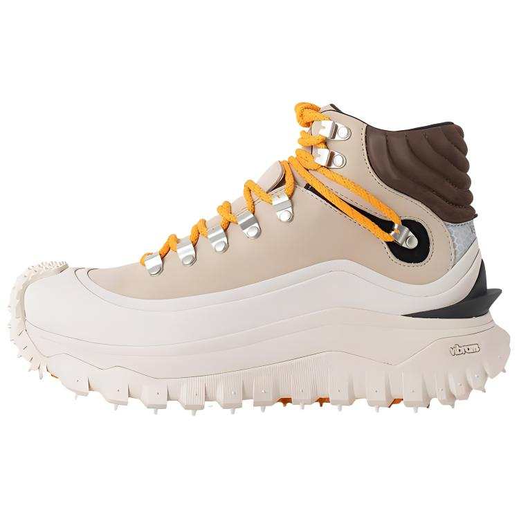 Moncler Leather Lace Up Cushioning Sports Casual Shoes Women's Beige