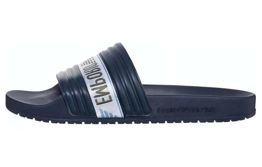 EMPORIO ARMANI Rubber Sole Slide Slippers Men's Blue