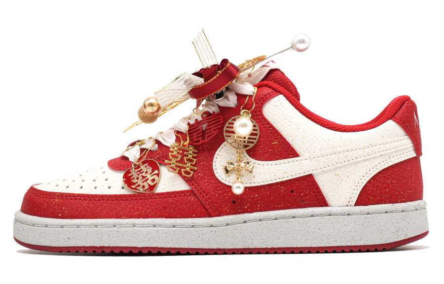 Nike Nike Court Vision Newlywed Happiness Cushioning Lightweight Slip Resistant Low top Skateboard Shoes Women's White Red